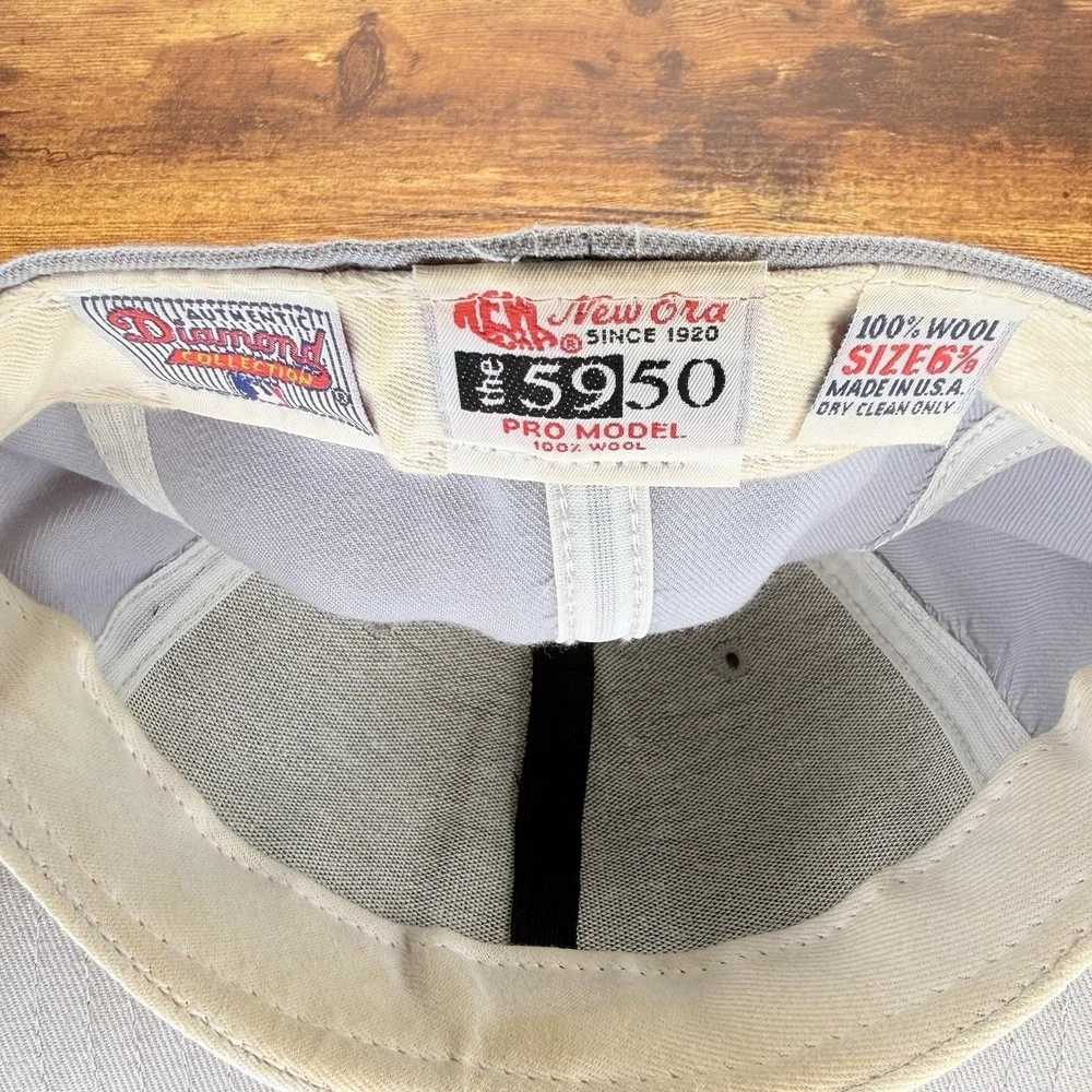 Vintage New Era Diamond KC Royals Fitted Hat 6 7/8 Gray Blue USA Wool MLB